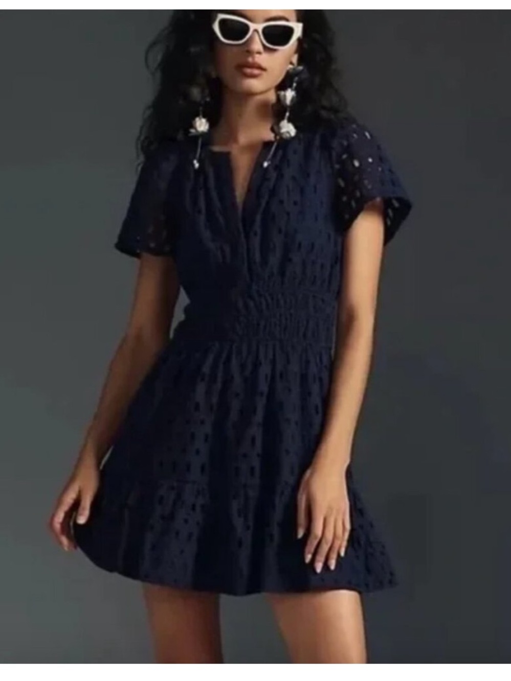 Anthropologie navy Somerset mini dress